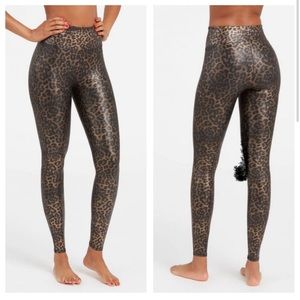 Spanx Faux Leather Leggings Leopard Print